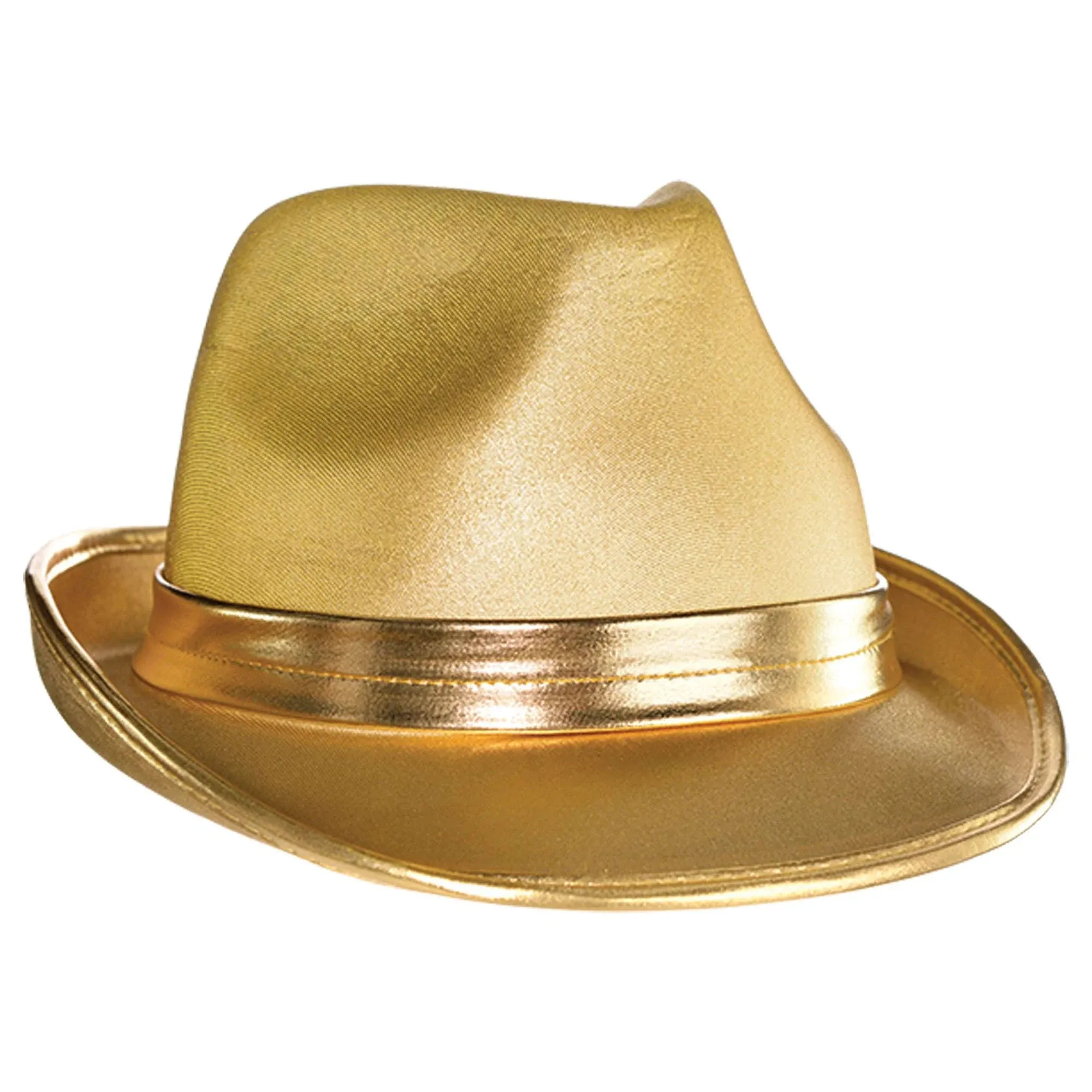 Suede-Like Finish Gold Velour Fedora Hat with Matching Color Hatband, Size: One size