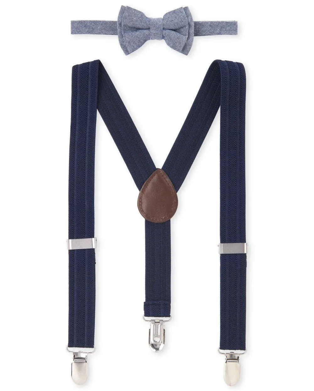 The Children's Place Toddler Boys Chambray Matching Bow Tie And Suspenders Set