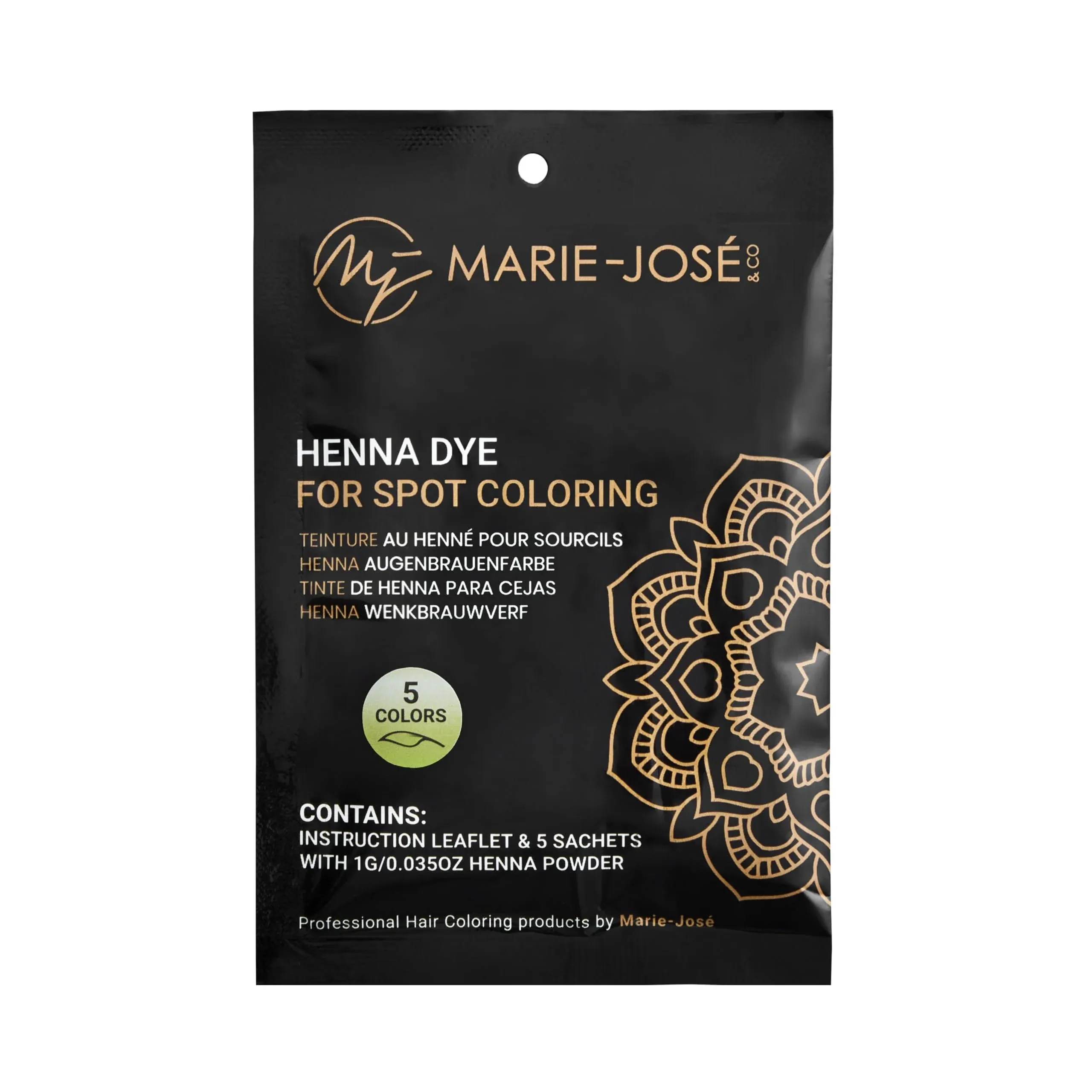 Henna Eyebrow Dye 5 Colors - 50 Applications - Organic Henna for Brow Coloring ...