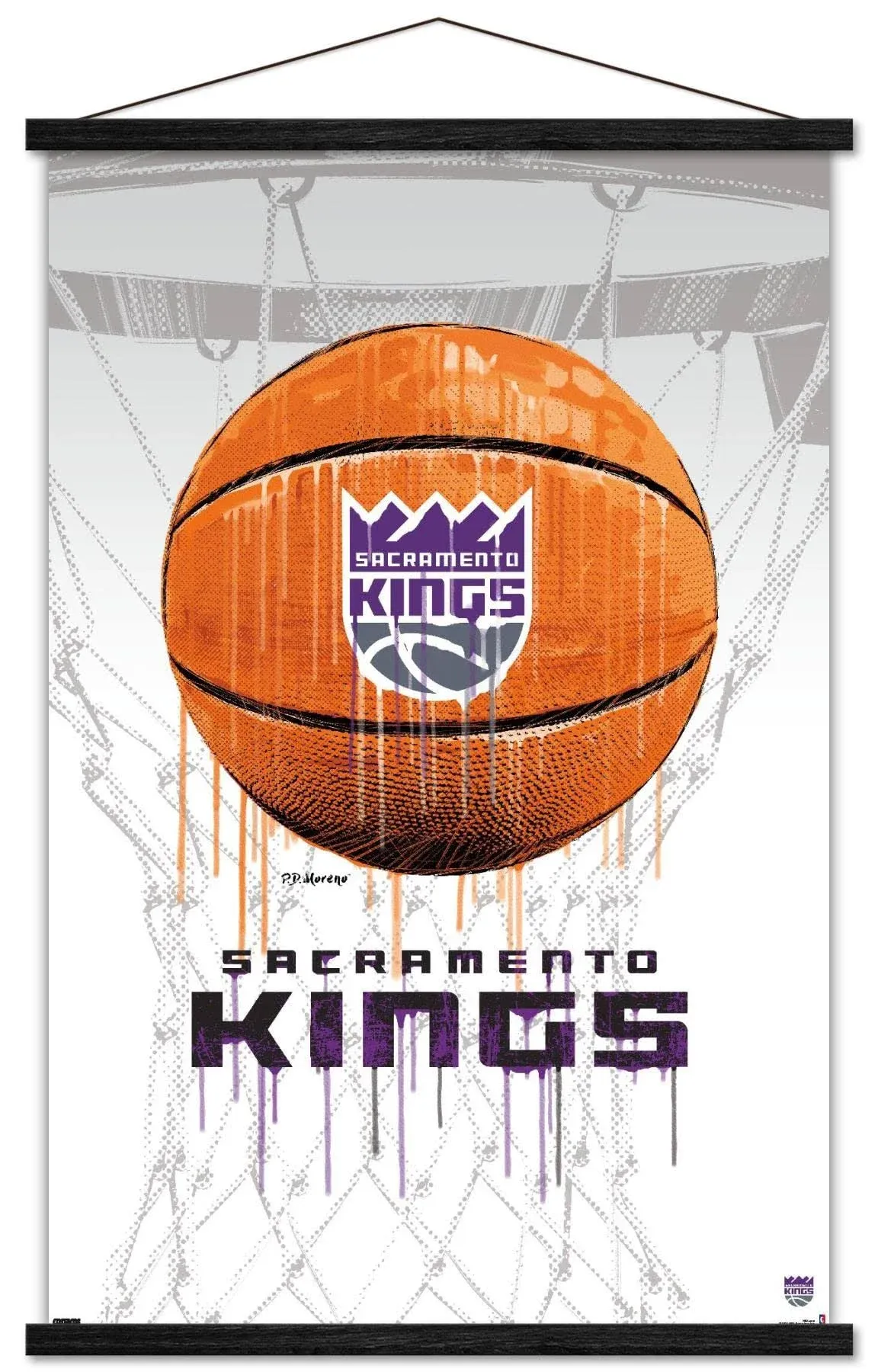 NBA Sacramento Kings - Drip Basketball 21 Wall Poster with Wooden Magnetic Frame ...