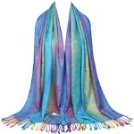 Neelamvar Colorful flowers Jacquard cotton pashmina Women Wrap Shawl tassels Scarves