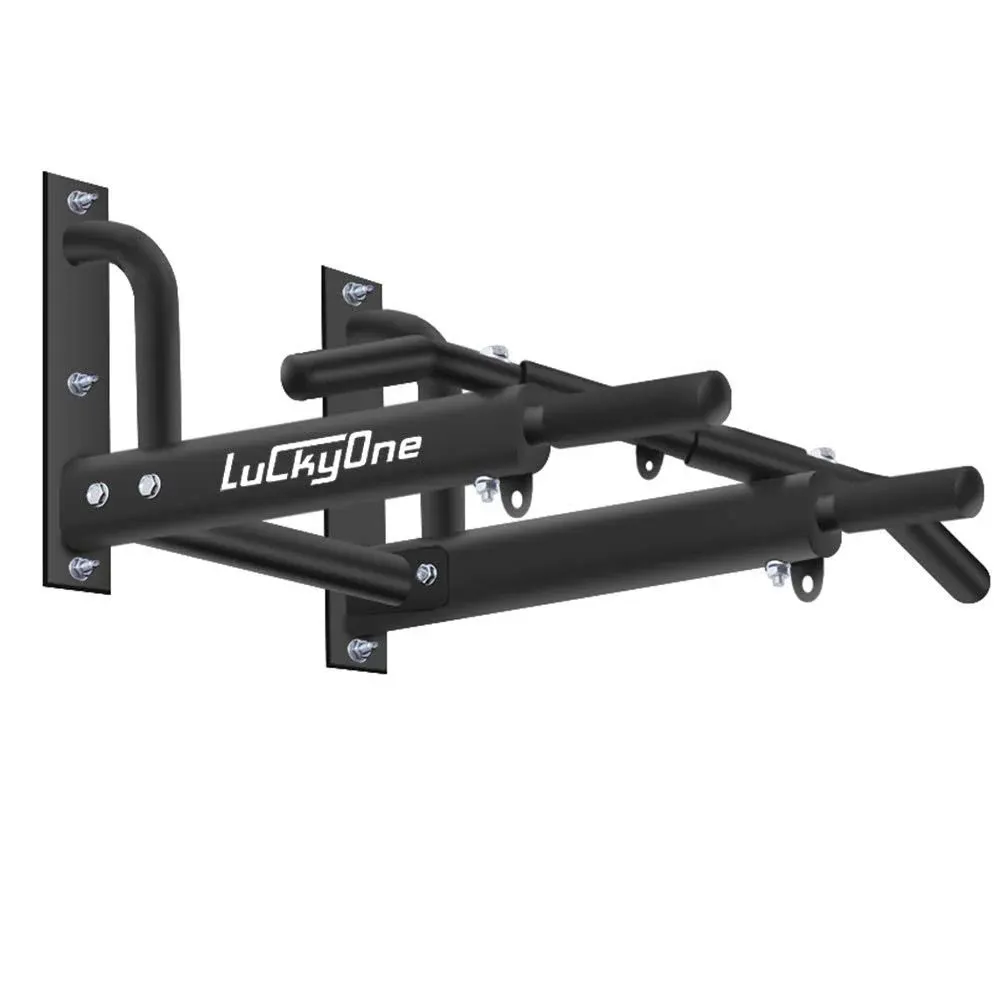 Luckyone Wall Mount Pull Up Bar, Heavy Duty Steel, 440 Lbs, Alloy Steel, Black