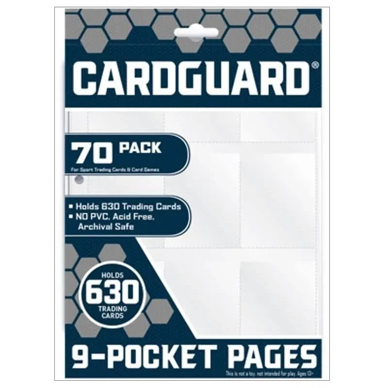 Cardguard 9-Pocket Pages, 70 Count,Clear