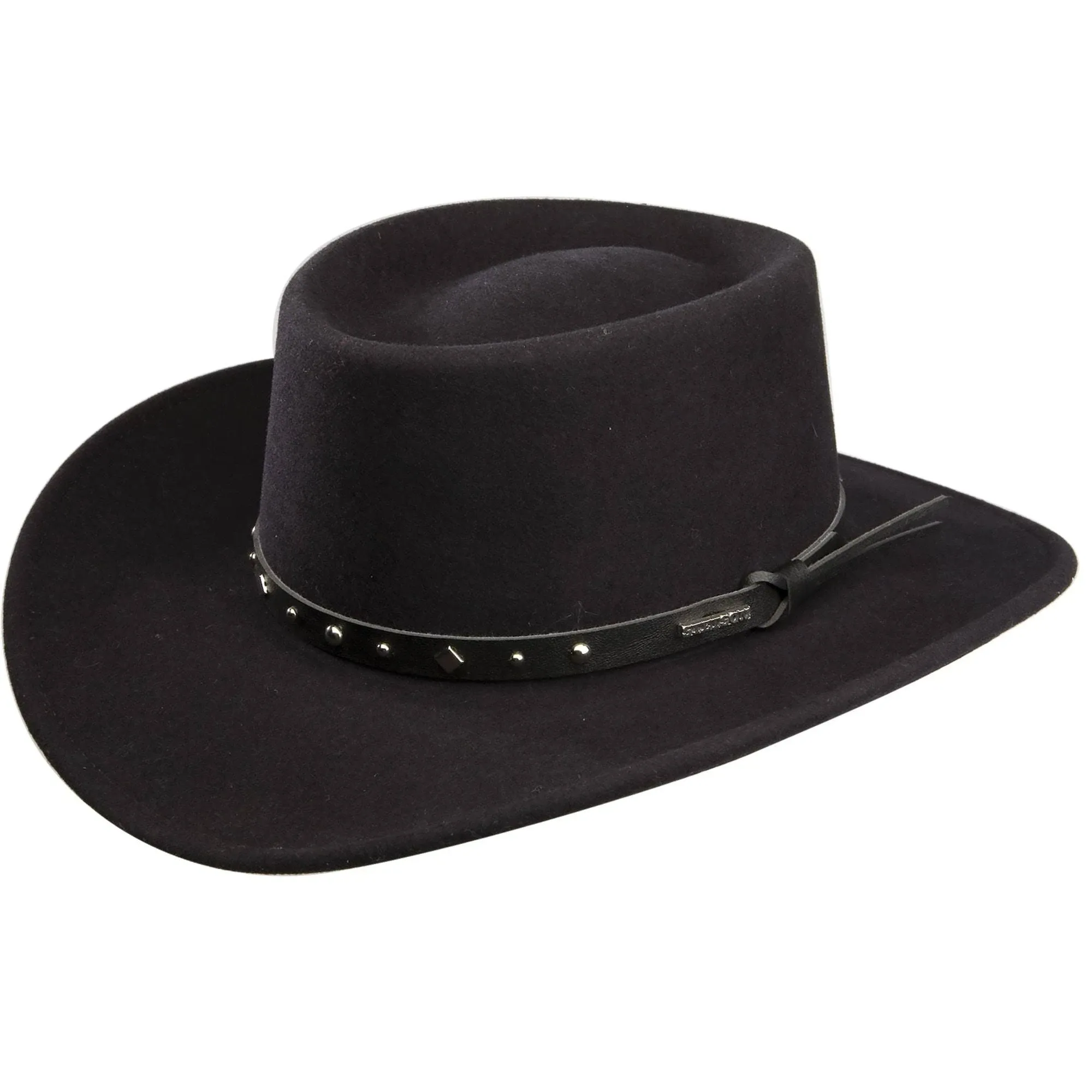 Stetson Men's Black Hawk Crushable Wool Felt Gambler Cowboy Hat