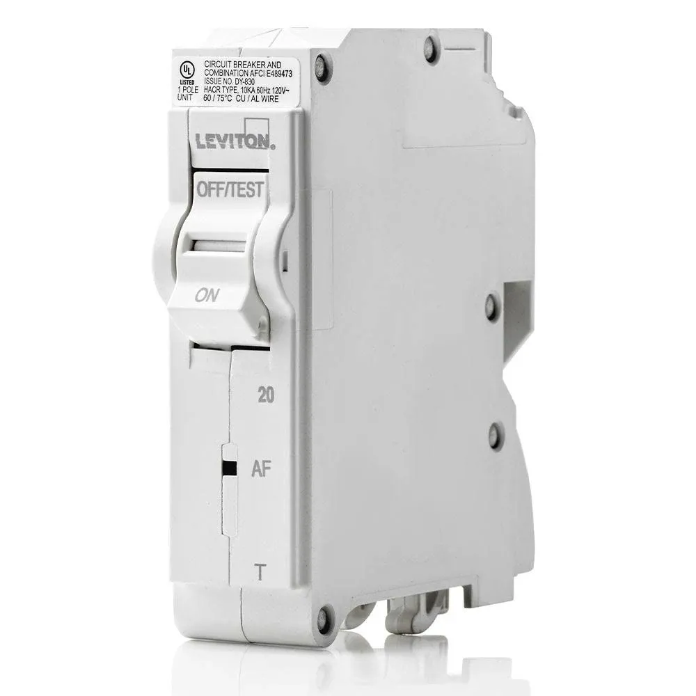 Leviton LB120-AFT AFCI Thermal Magnetic Branch Circuit Breaker, 1 Pole, 20A