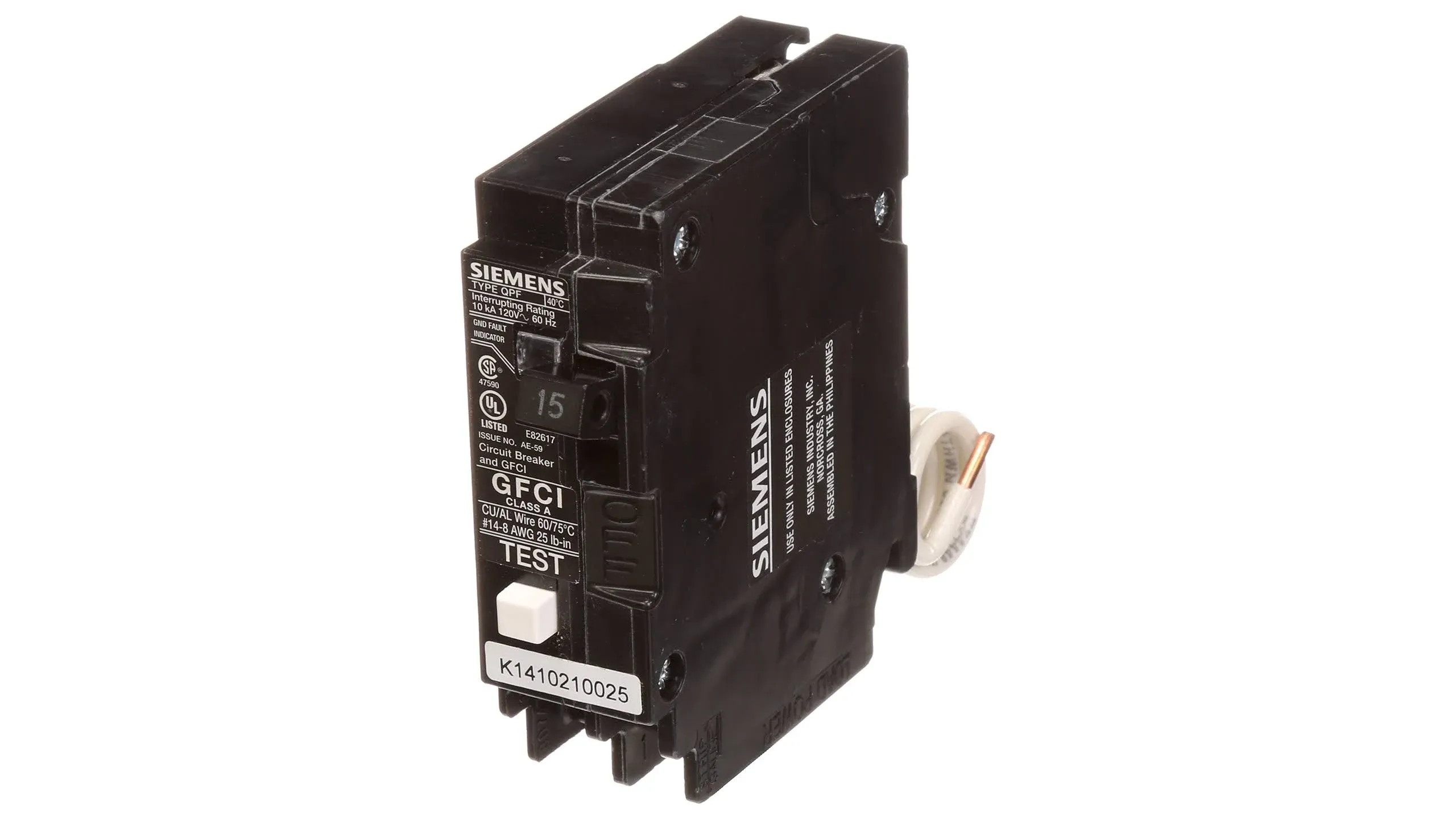 Siemens QF115 1 Pole Circuit Breaker Ground Fault