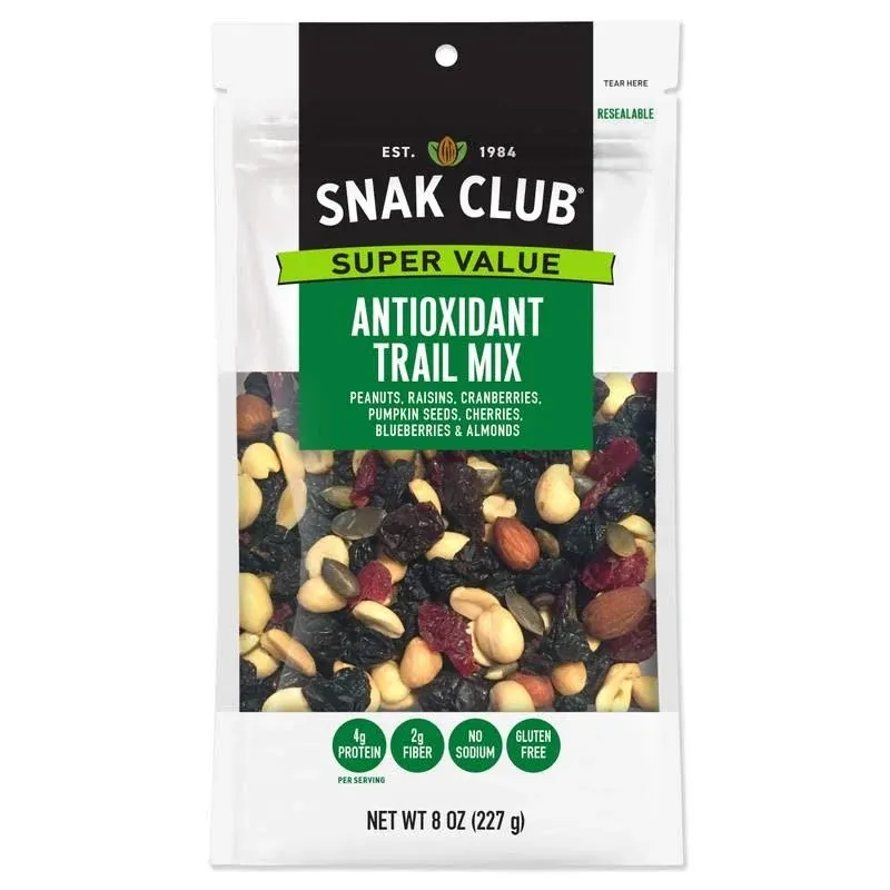 Snak Club Super Value Antioxidant Trail Mix 8 Ounce Size - 6 per Case.