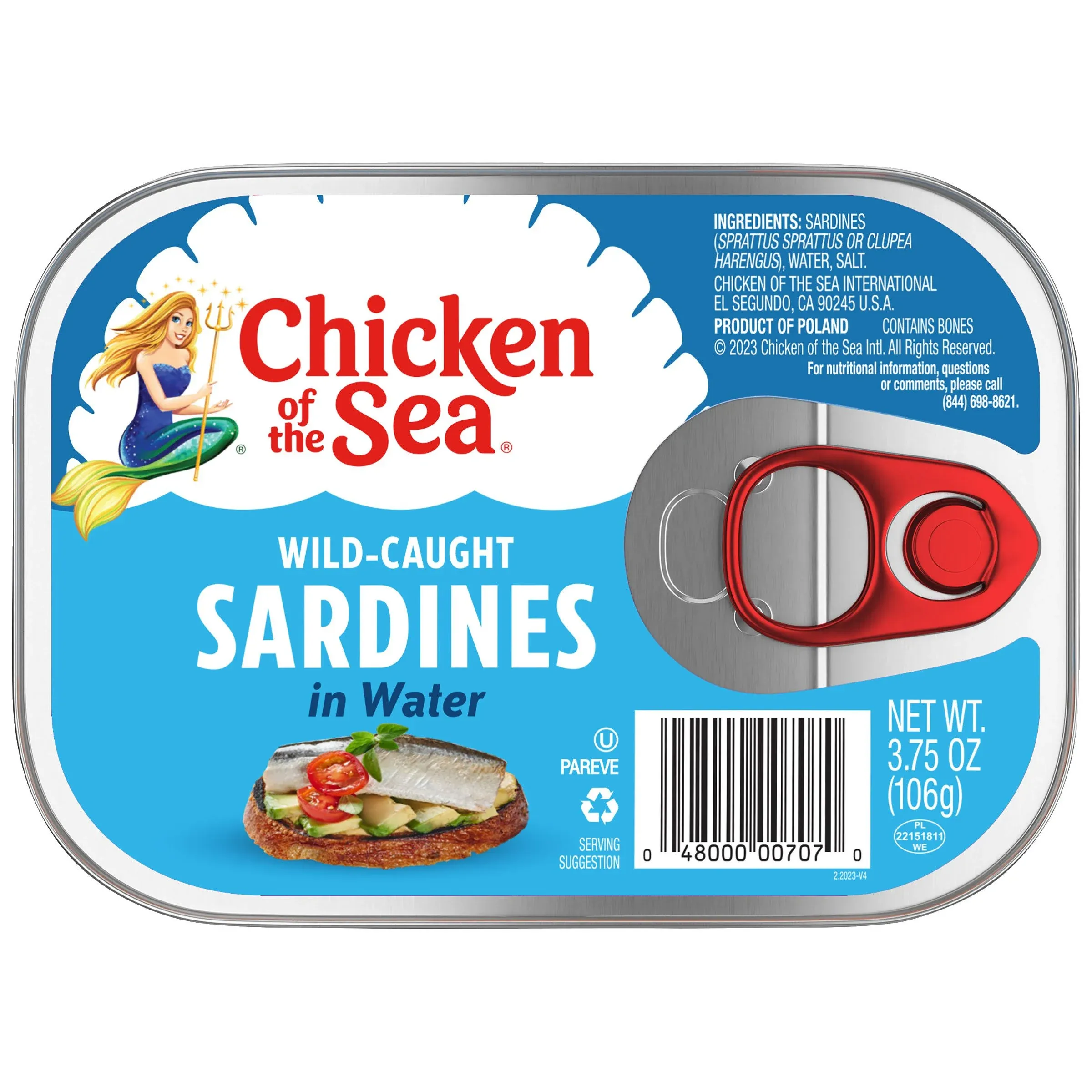 Chicken of the Sea Wild Caught Sardines in Water 3.75 oz