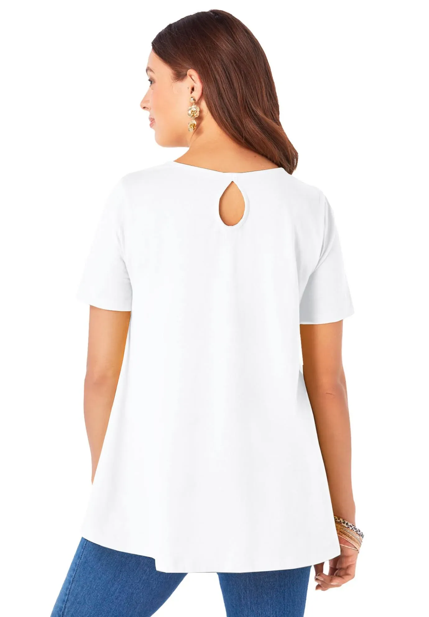 Roaman's Women's Plus Size Short-Sleeve V-Neck Ultimate Tunic - 6X, White