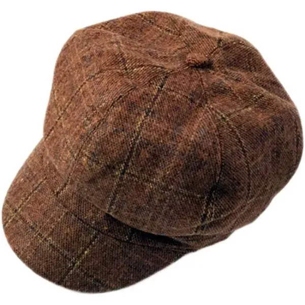 ZLSLZ Womens Woolen Tweed Ivy British Newsboy Cabbie Gatsby One Size, Coffee 