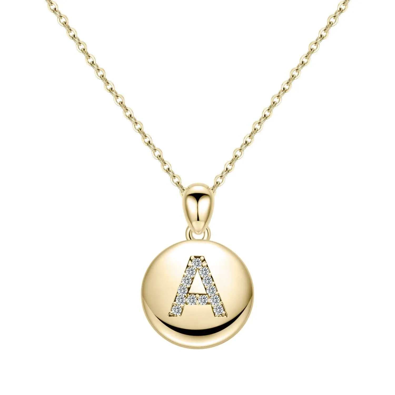 Turandoss A Initial Necklace for Teen Girls, 14K Gold Filled Disc Pendant Letter ...