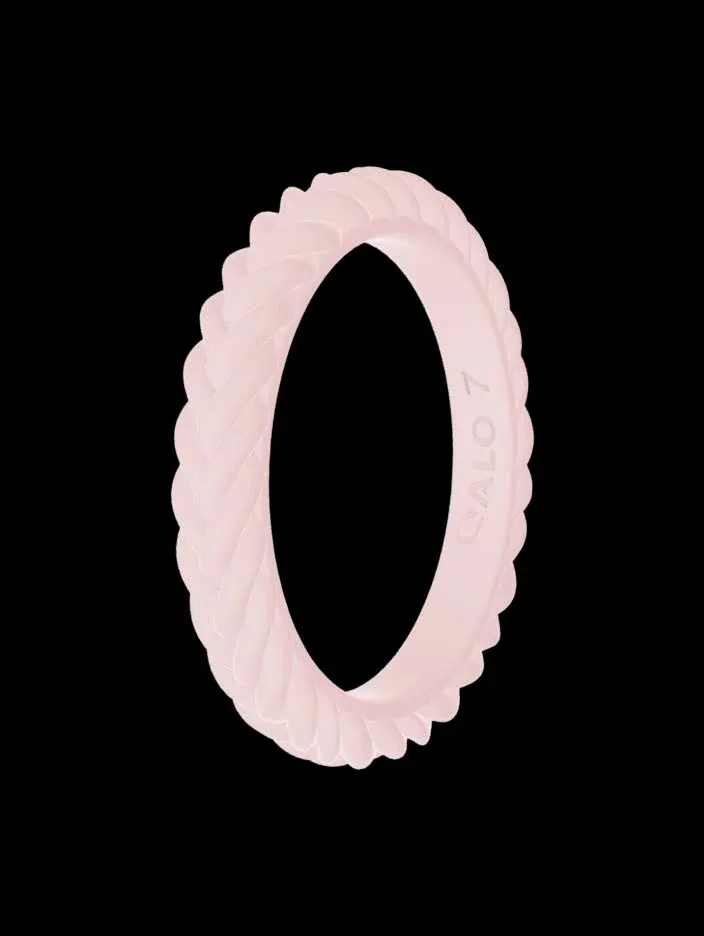 Women's Qalo Rubber Silicone Ring Stackable Braid Rubber Wedding Band