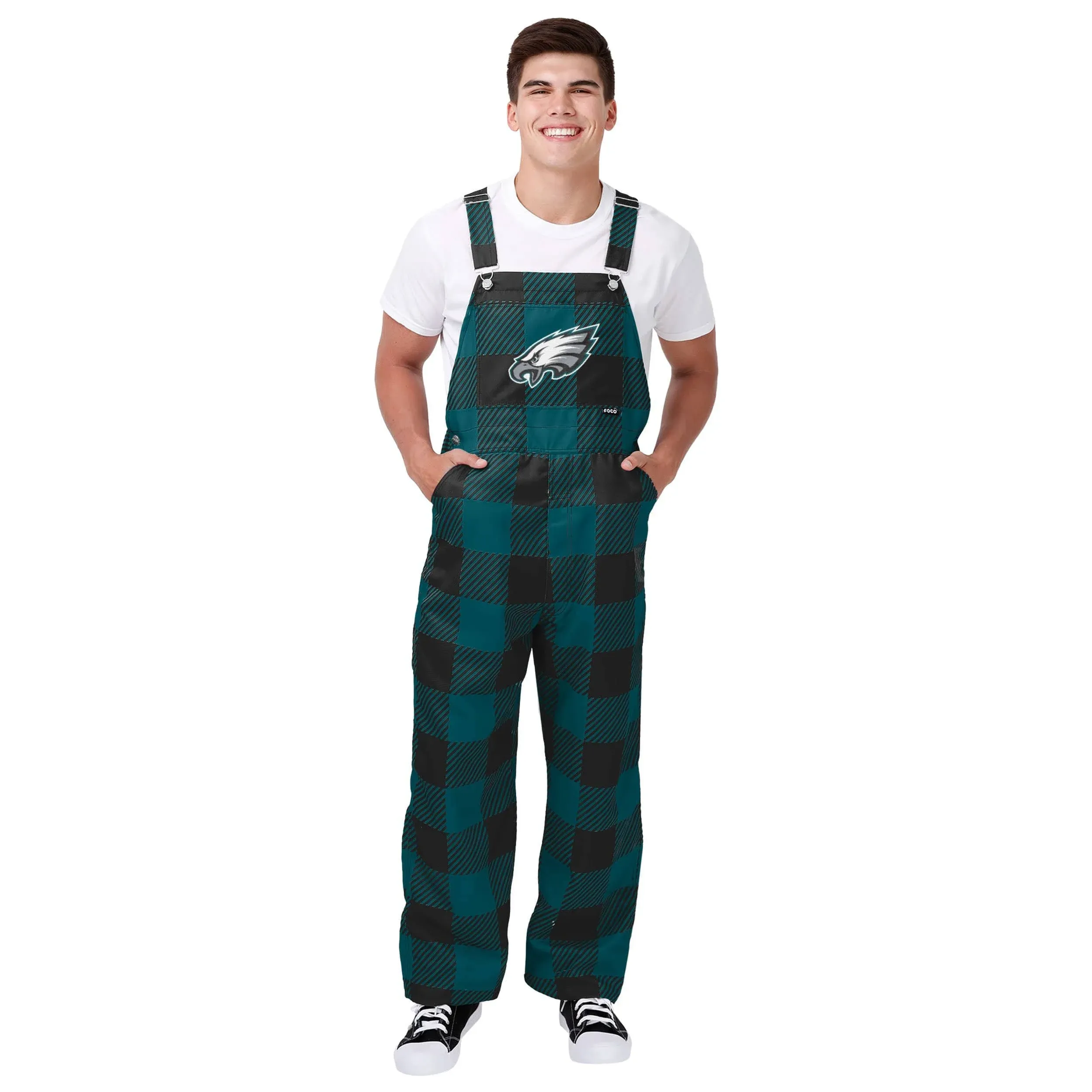 Philadelphia Eagles Mens Plaid Bib Overalls