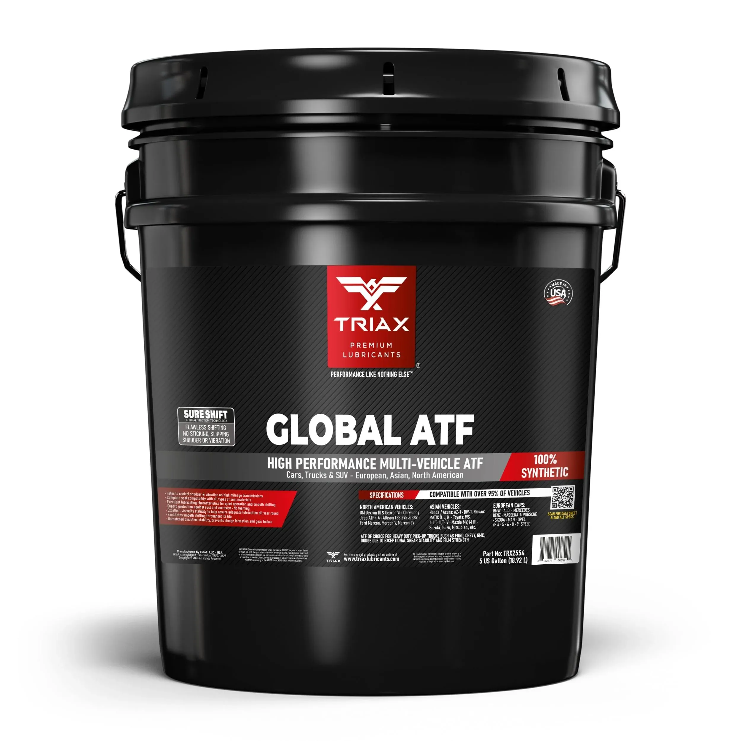 Triax Global ATF, Full Synthetic, OEM Grade, Wide Specification Range (5 Gallon Pail)