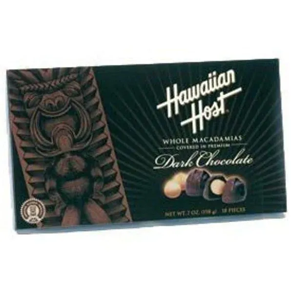 Premium DARK CHOCOLATE Covered Whole Macadamia Nuts - Hawaiian Host Brand