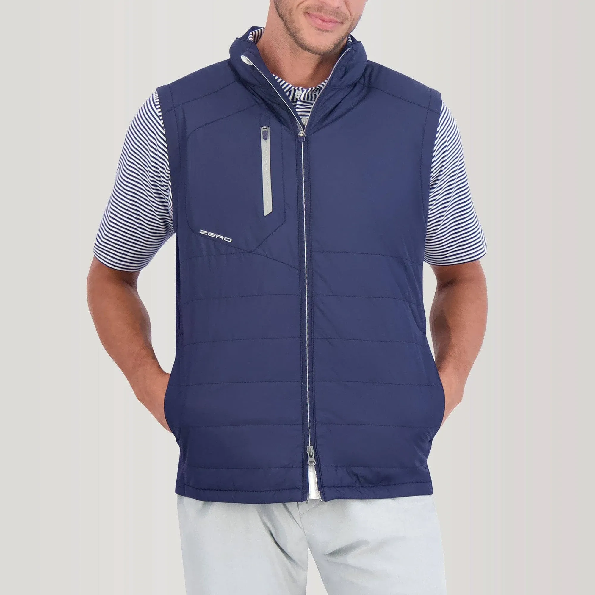 NWT Zero Restriction Primloft Full Zip Golf Vest Z625 Navy Blue Mens Size Medium