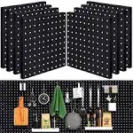 8Pcs Pegboard, Peg Board, Pegboard Wall Organizer, Mount Display Pegboard Kits fit Pegboard Storage, Small Pegboard for Craft Room Garage Kitchen, Peg Boards for Walls - Black Pegboards Panels