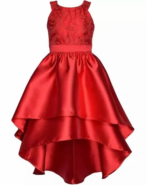 NEW Bonnie Jean Girls Size 10 &#034;RED MIKADO&#034; High-Low Formal Holiday Dress NWT