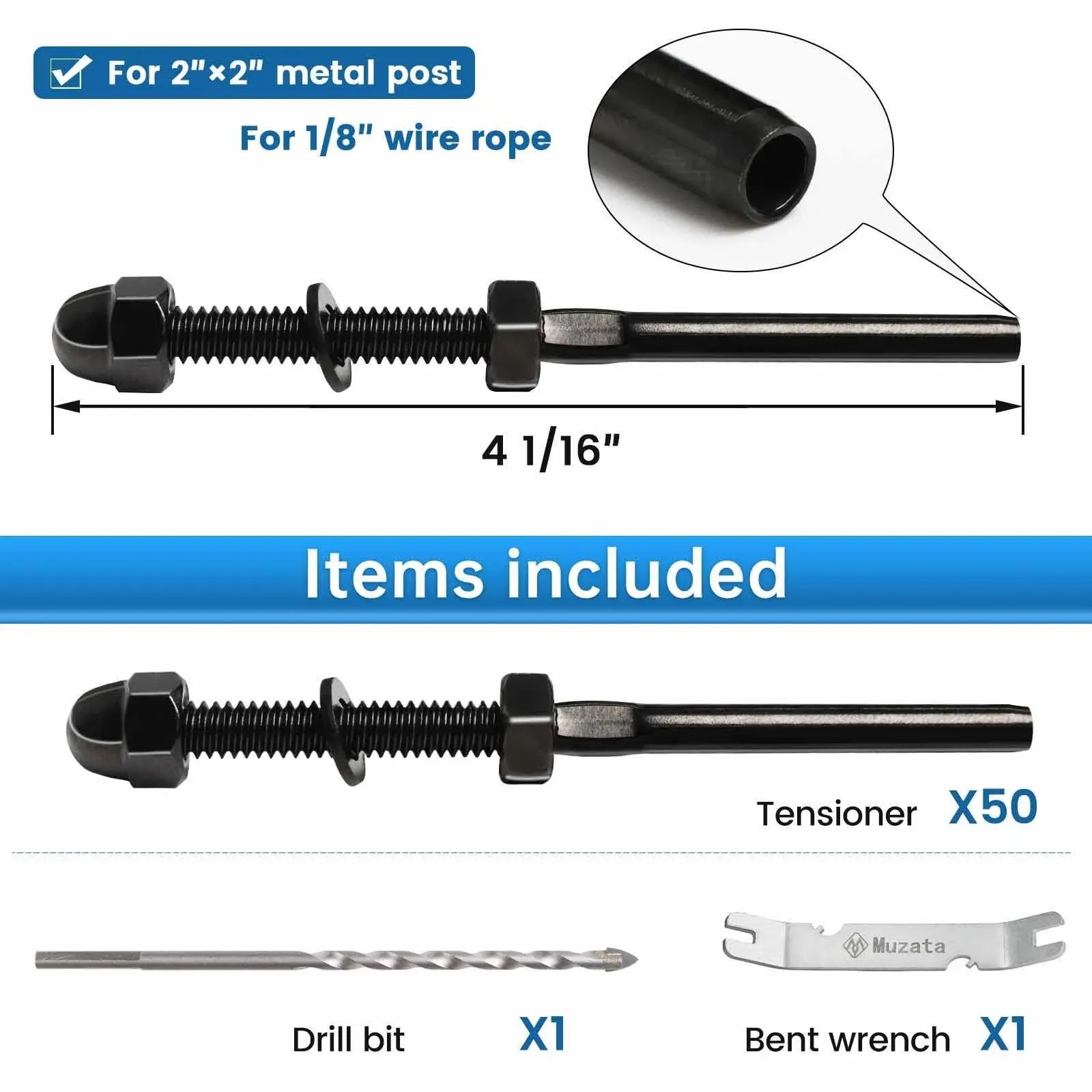 Muzata T316 Hand Swage Threaded Stud Tensioner CR23