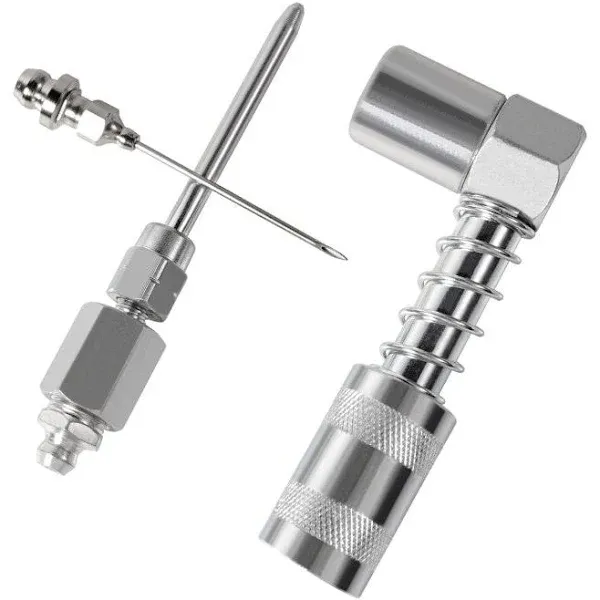 UTOOL 90 Degree Grease Coupler Nozzle Needle Dispenser Injection with Cap Set ...