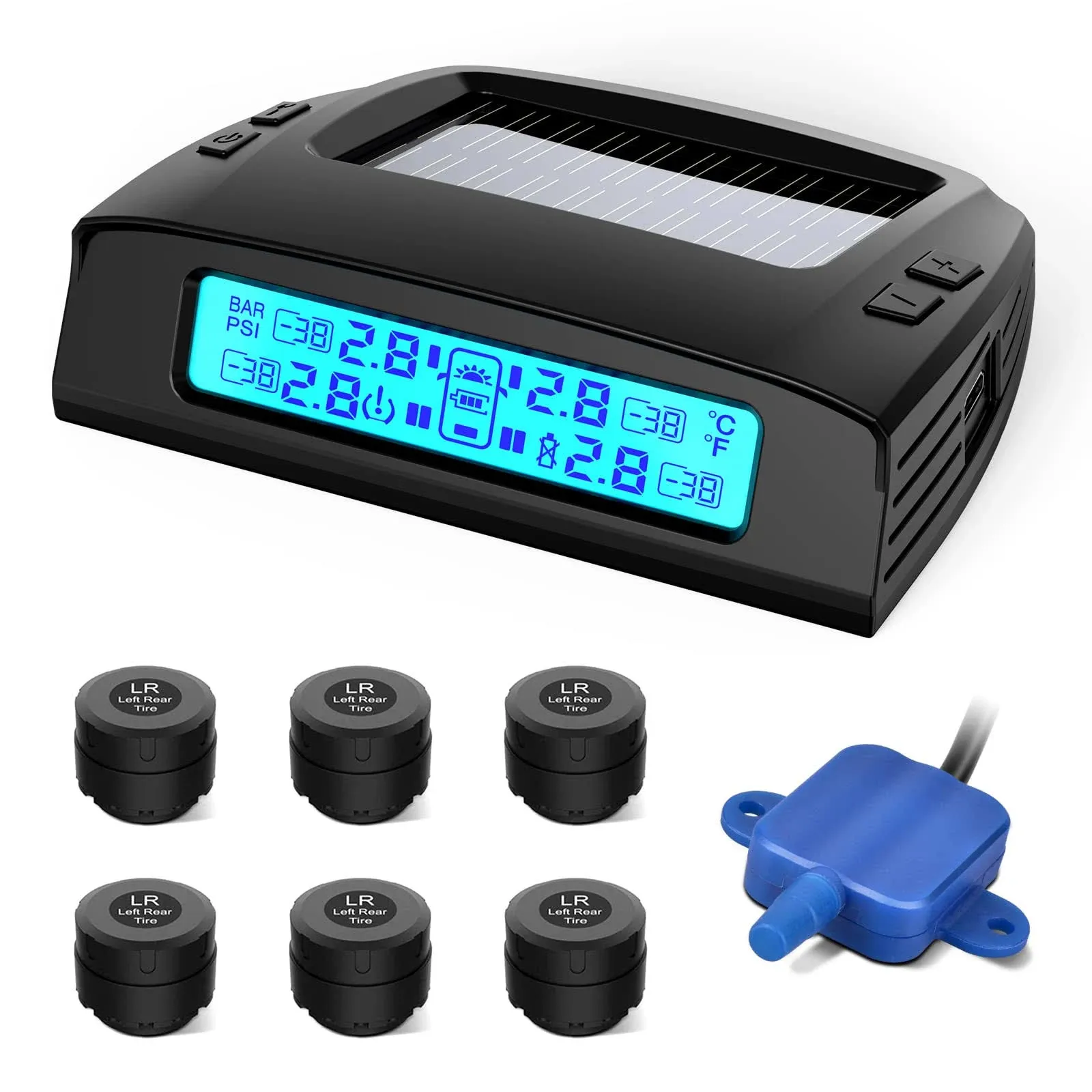 Tymate Tire Pressure Monitoring System - Solar Charge RV TPMS 5 Alarm Modes A...