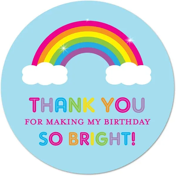 40 CNT Rainbow Thank You Labels - Rainbow Birthday Favor Stickers