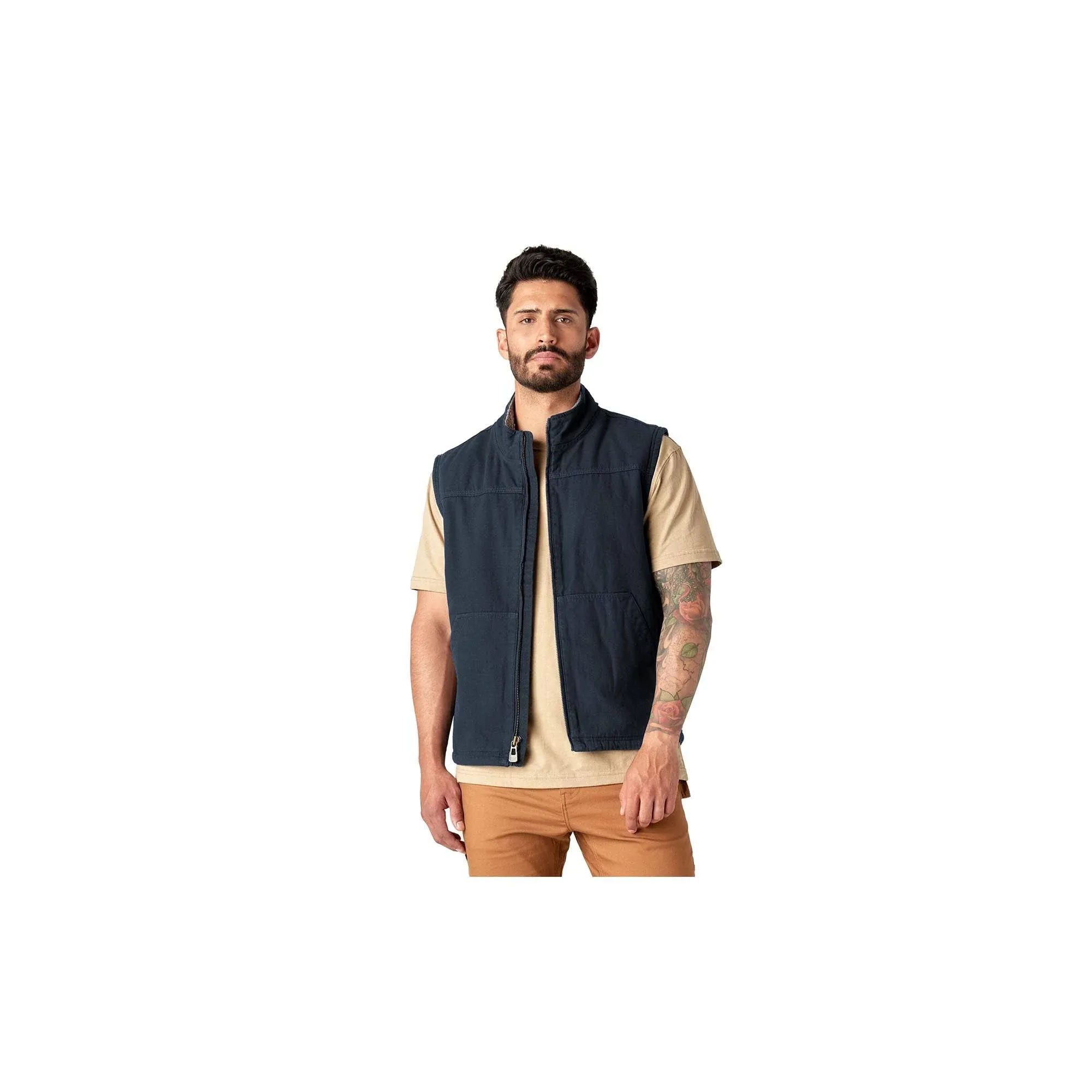 Dickies Duck Sherpa Lined Vest Rinsed Dark Navy