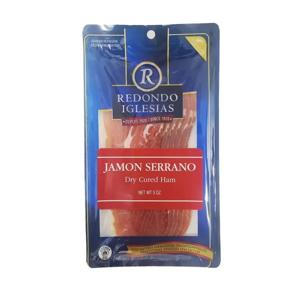 Jamon Serrano - Sliced 3 oz - 15 months aged dry cured ham - Case