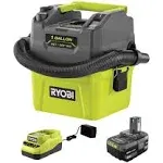 RYOBI Portable Wet/Dry Vacuum Kit 1 Gal. ONE+ 18V Cordless w/ Battery + Charger