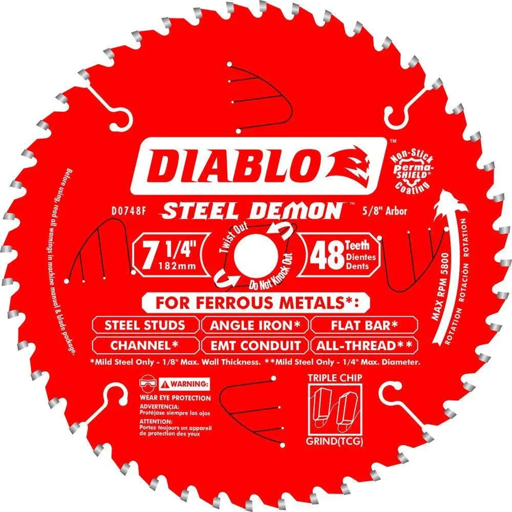 Diablo 7-1/4 in. x 48 Tooth Steel Demon Saw Blade D0748CFX