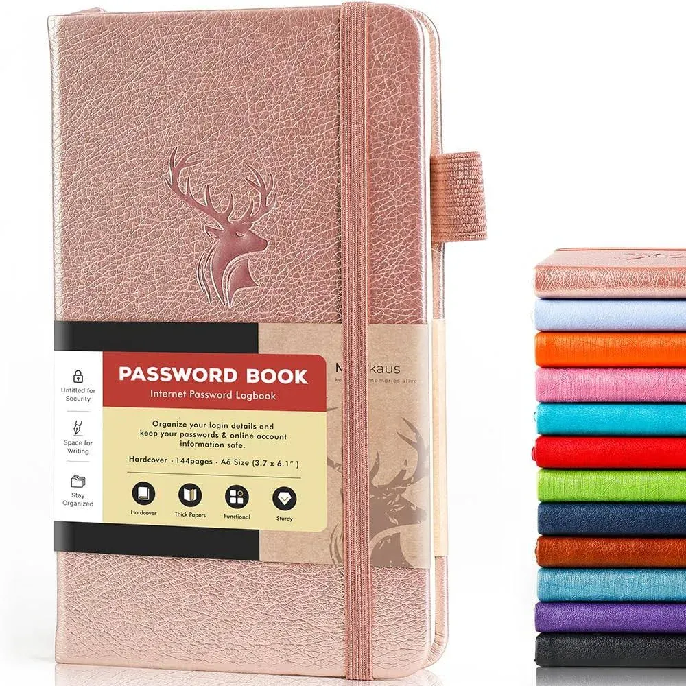 molekaus Password Book with Alphabetical Tabs Small Password Keeper with Extra