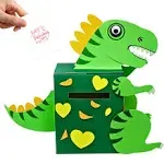 4E's Novelty DIY Dinosaur Valentines Card Box Craft Kit - Makes 1 Valentines Day Crafts for Kids, Valentine Mailbox for Classroom Exchange Party