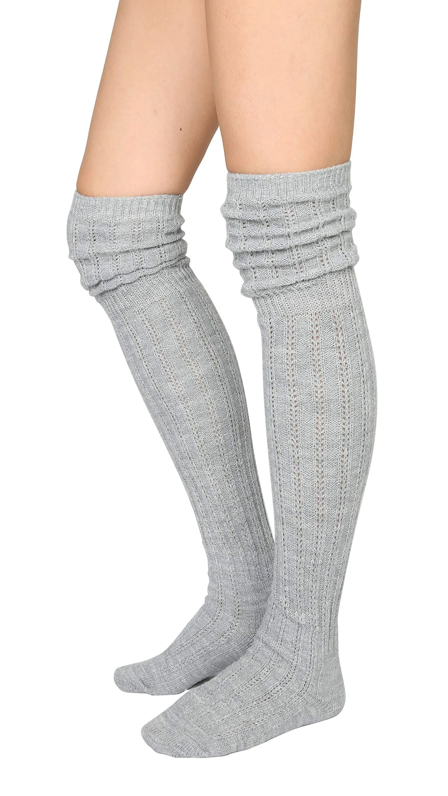 STYLEGAGA Winter Slouch Top Over The Knee High Knit Boot Socks