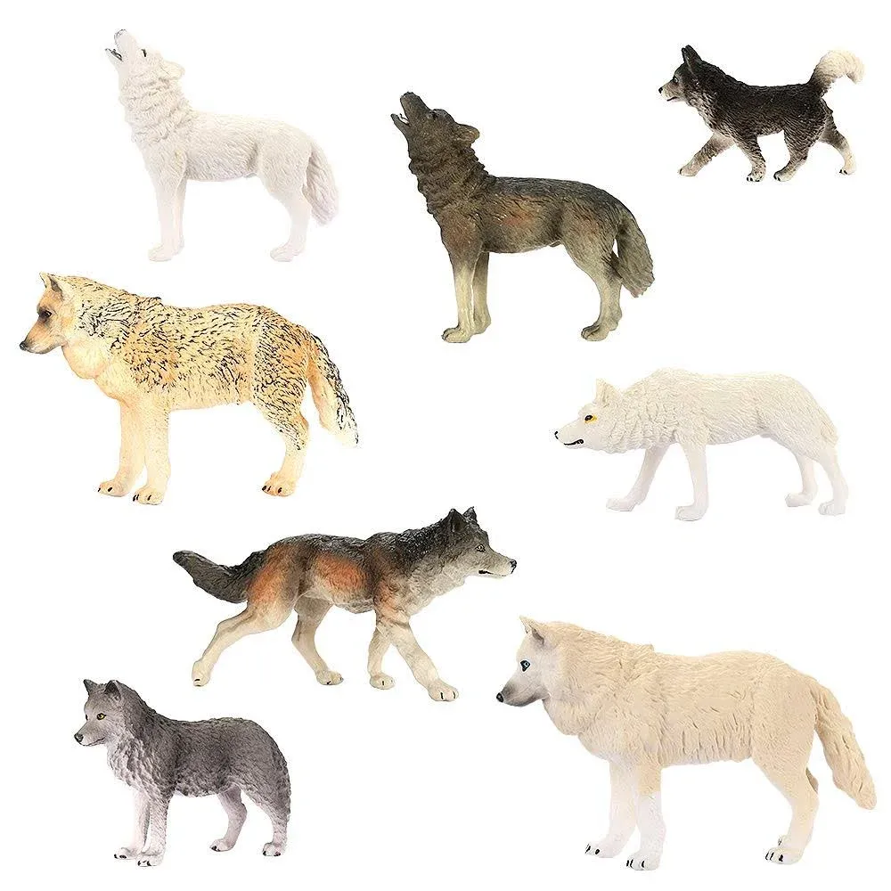 Intsun Wolf Toys Figures 8pcs, Animal Toys Wolf Figurines Zoo Pack, Realistic ...