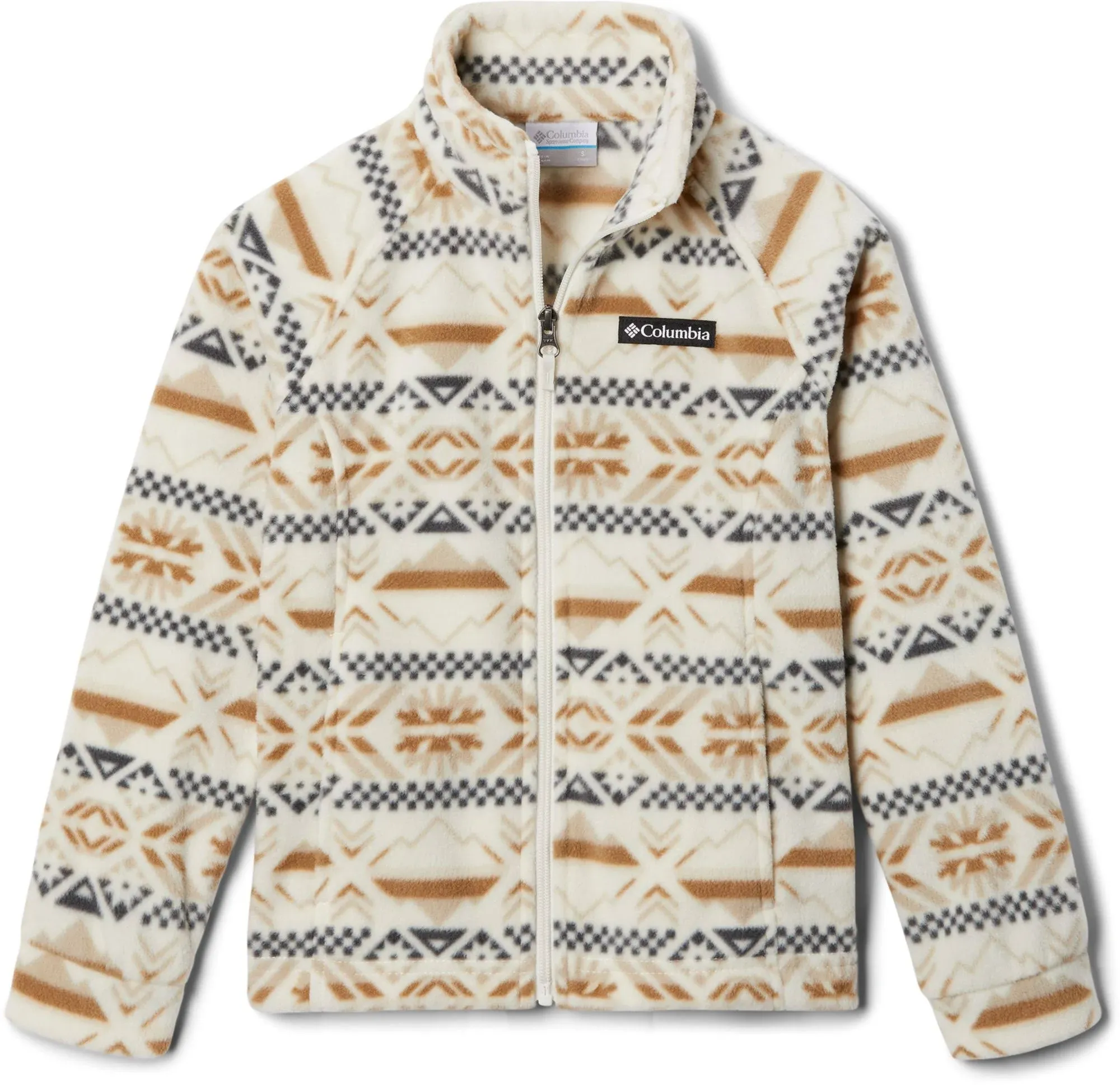 Columbia Girls' Benton Springs II Printed Fleece Jacket, Large, Chalk Checkered Peaks