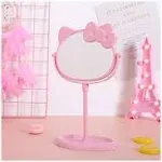 VNSPORT Desk Mirror, Kitty Cat Shape-Kawaii &Vanity Makeup Mirror for You in Bathroom or Bedroom- Pink, Birthday Gift for HEL