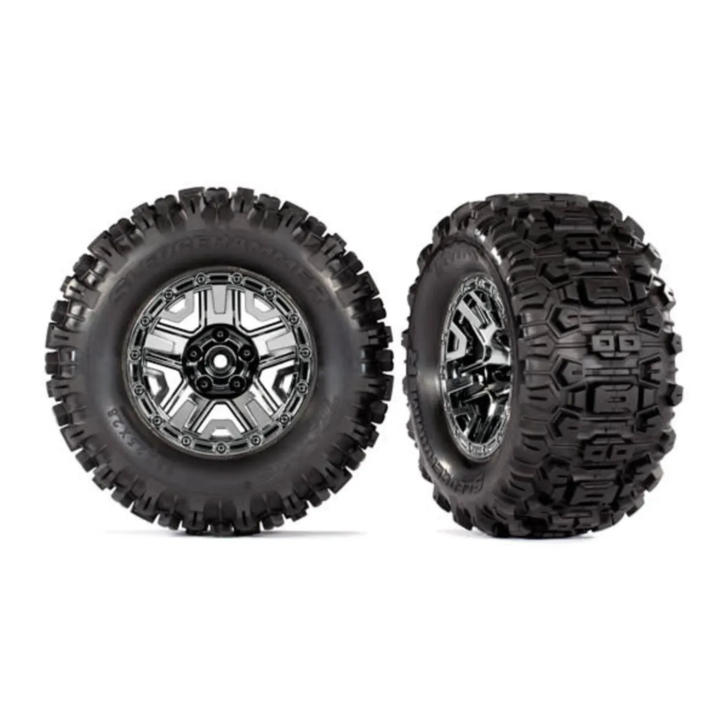 Traxxas Sledgehammer 2.8" Pre-Mounted Tires (2) (Black Chrome) [TRA9072]