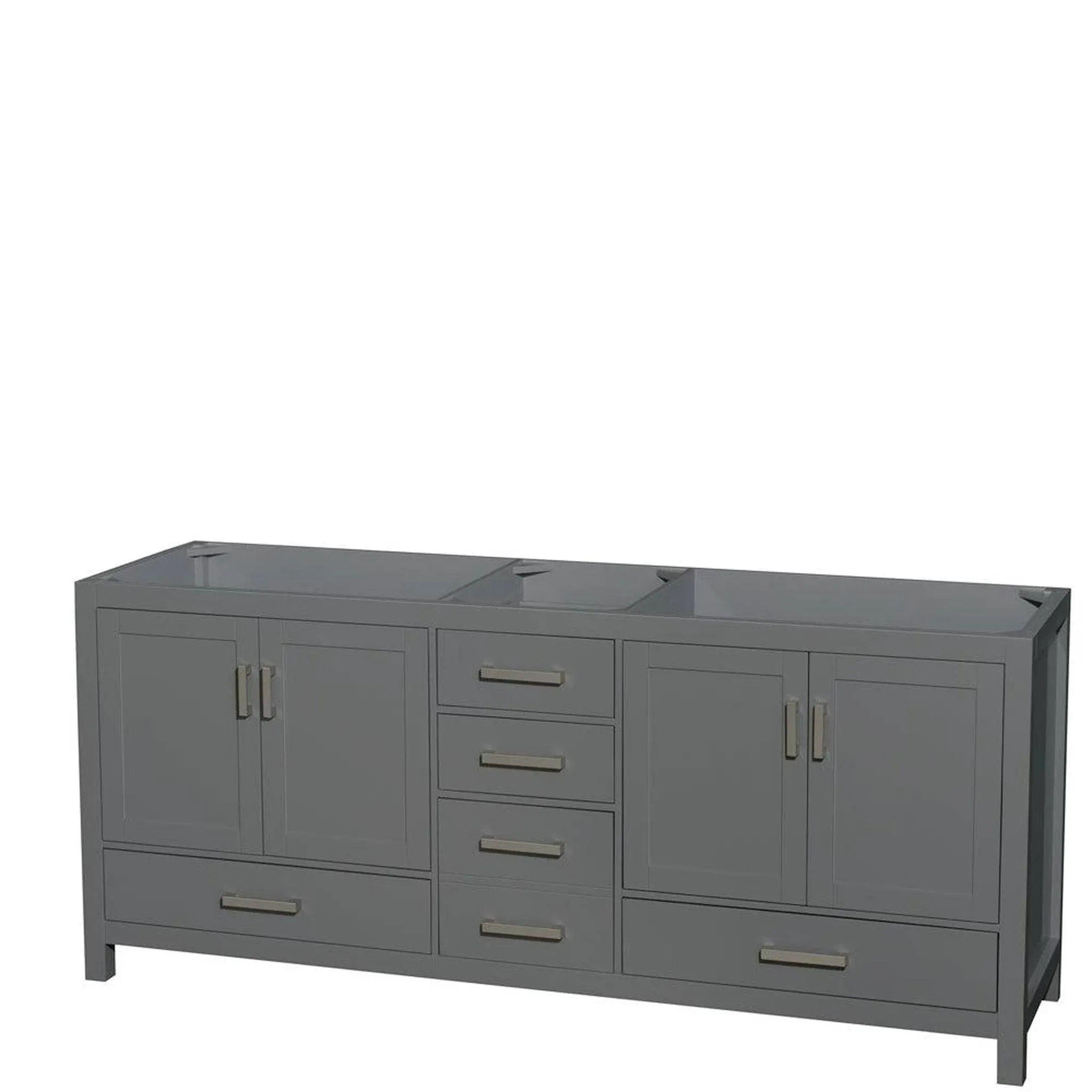 Wyndham Collection Sheffield 80 inch Double Bathroom Vanity in Dark Gray, No Mirror