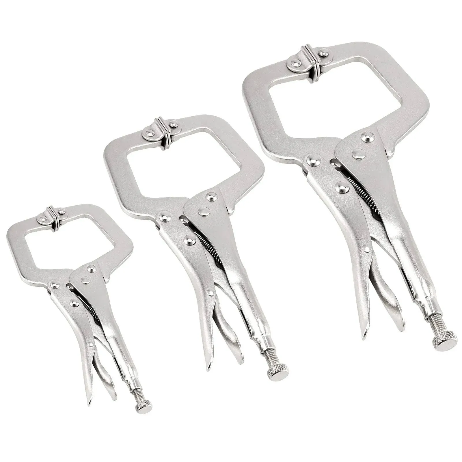 JAPCHET 3 Pack C Clamp Locking Pliers Set with Swivel Pads, Locking C-Clamp Set ...