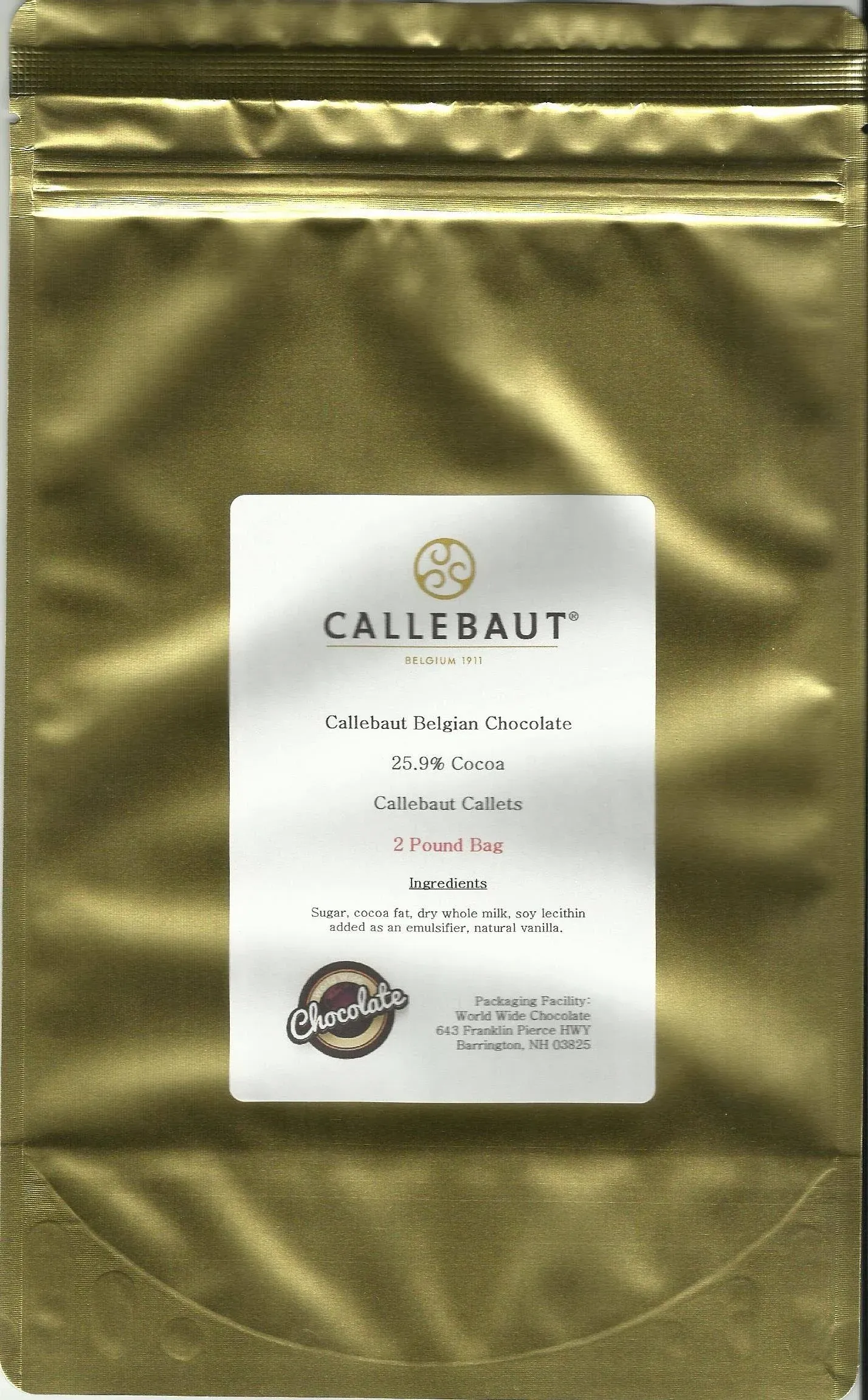 2 lb Callebaut 25.9% White Chocolate Callets