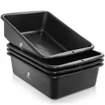 Jubilee 4-pk Commercial Bus Box/Utility Tub - Plastic Storage Dish Bin, 20L - Black - 20 L