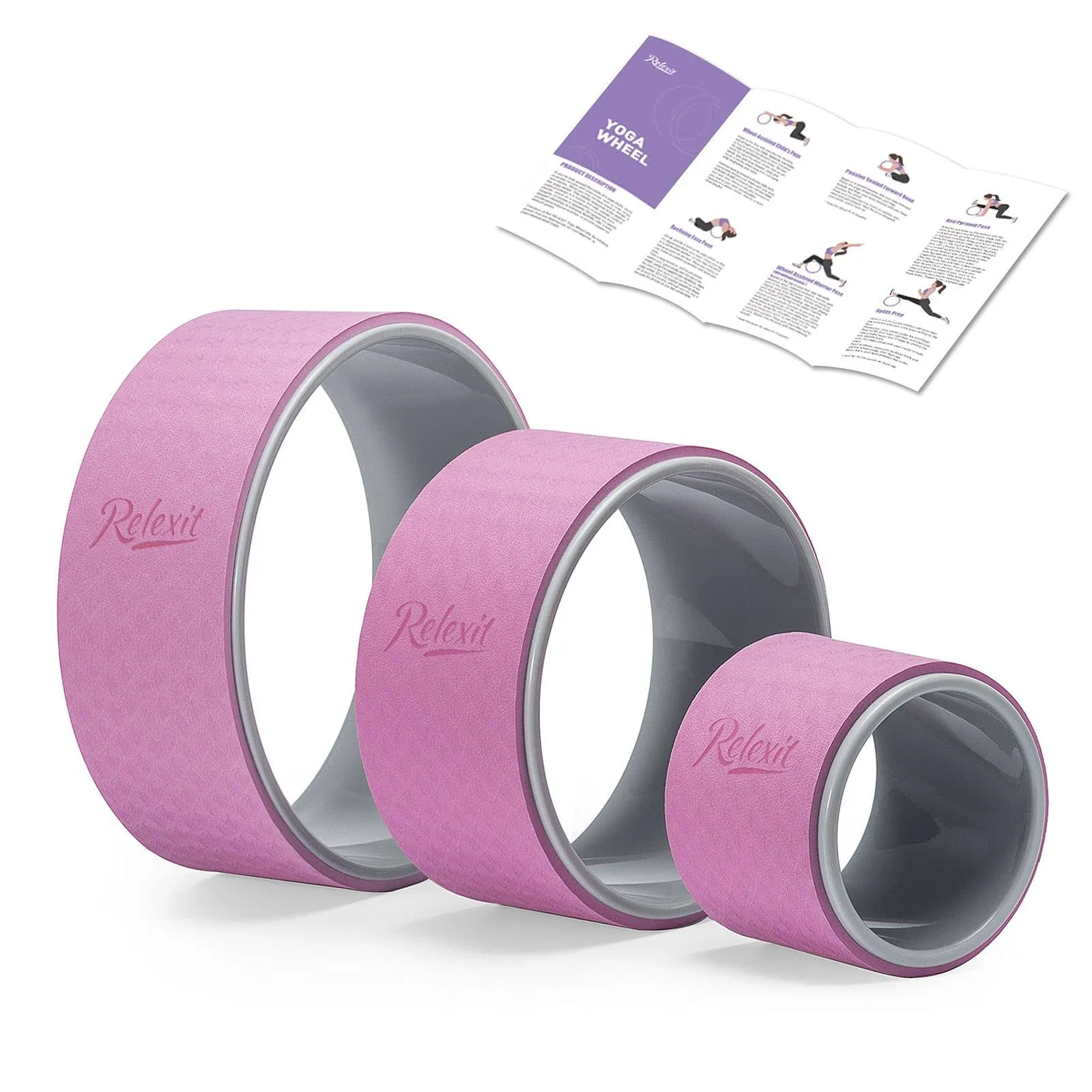 Relexit Yoga Wheel Set 3-Pack, Back Roller Pilates Exercise, Increase Flexibility ...