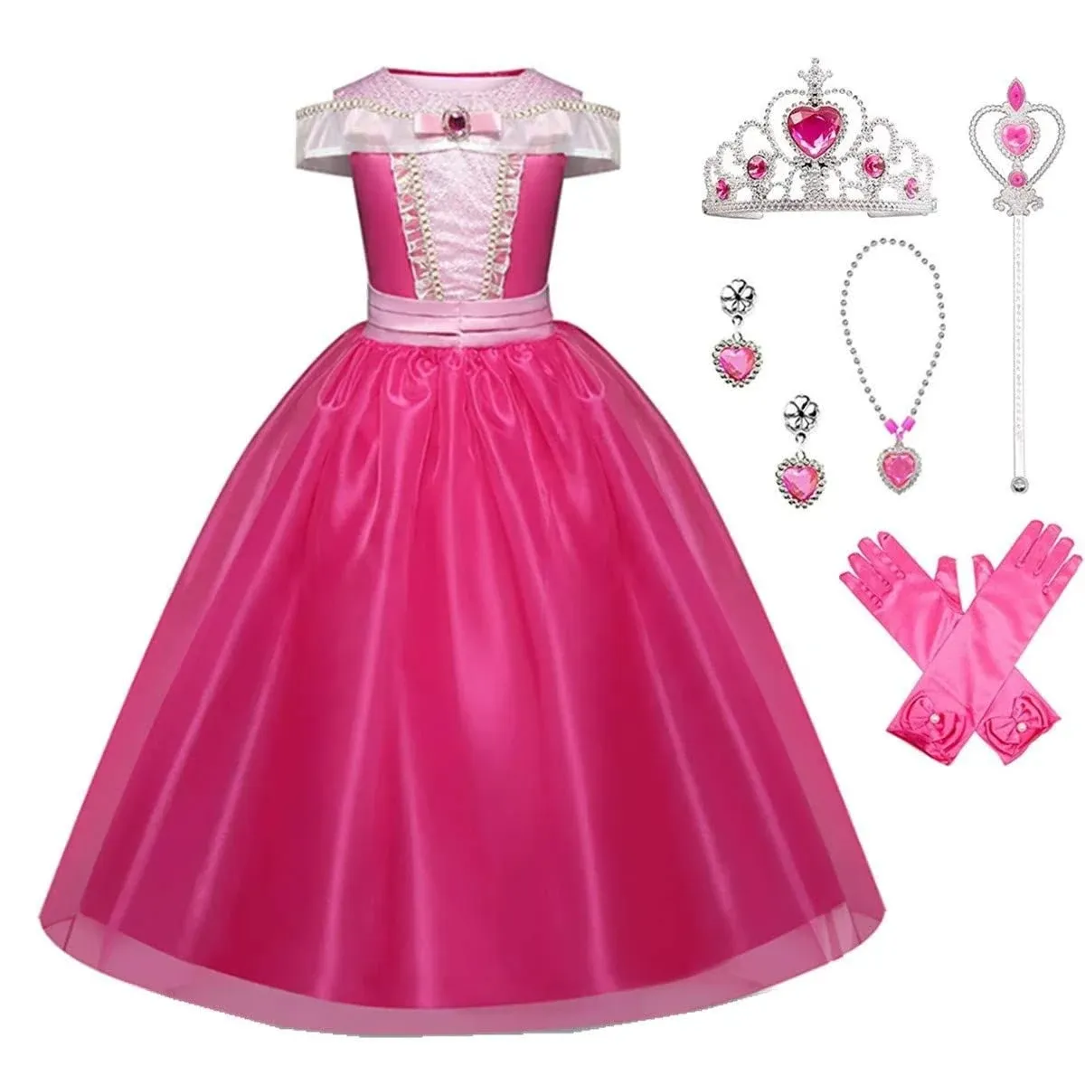 GUCABE Little Girl Princess Costume Halloween Christmas Party Birthday Dress Up Cosplay (pink, 3-4 Years)