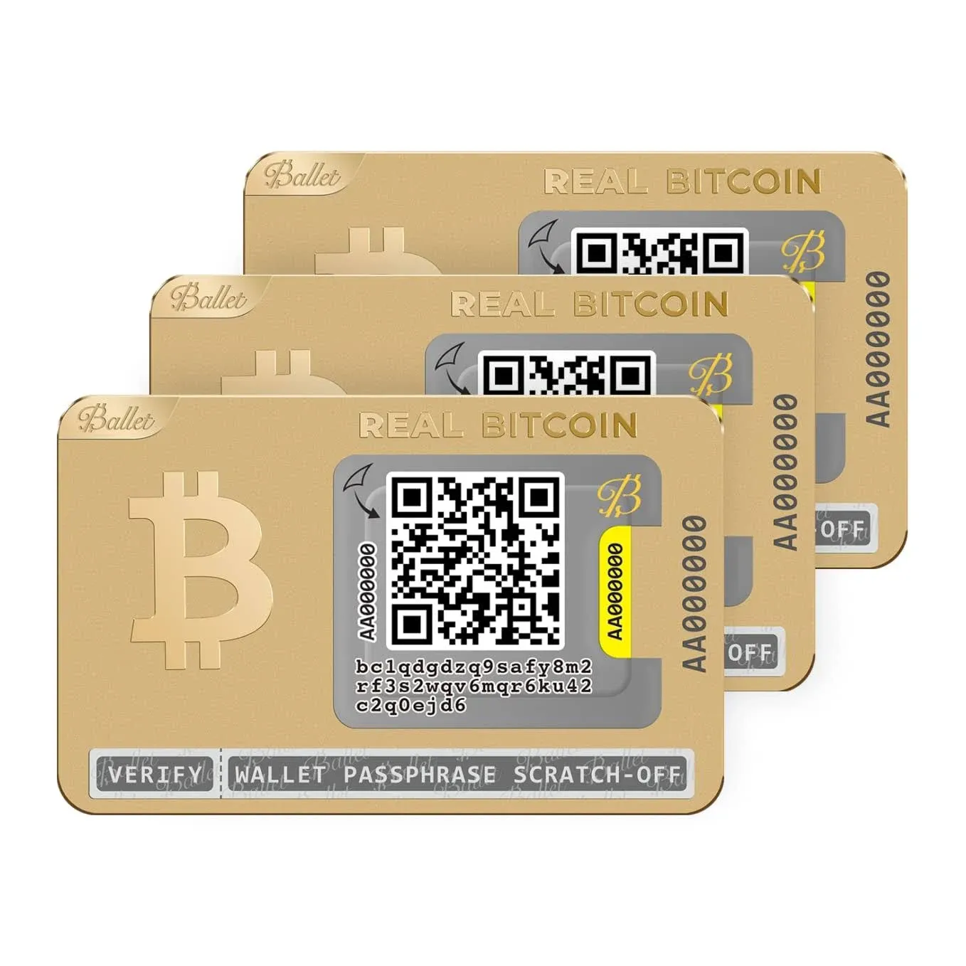 Ballet 3-Pack REAL Bitcoin, Gold Edition - The Easiest Crypto Cold Storage Ca...