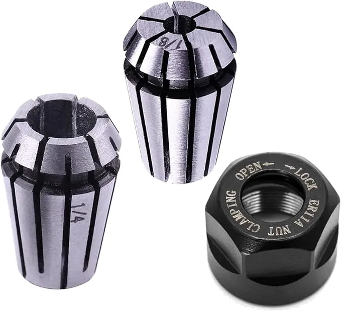 Luo Ke ER11 Spring Collet Nut Set - AAA Level High Precision 1/8 inch and 1/4 inch Collet for CNC Engraving Mechine/Lathe Milling Tool