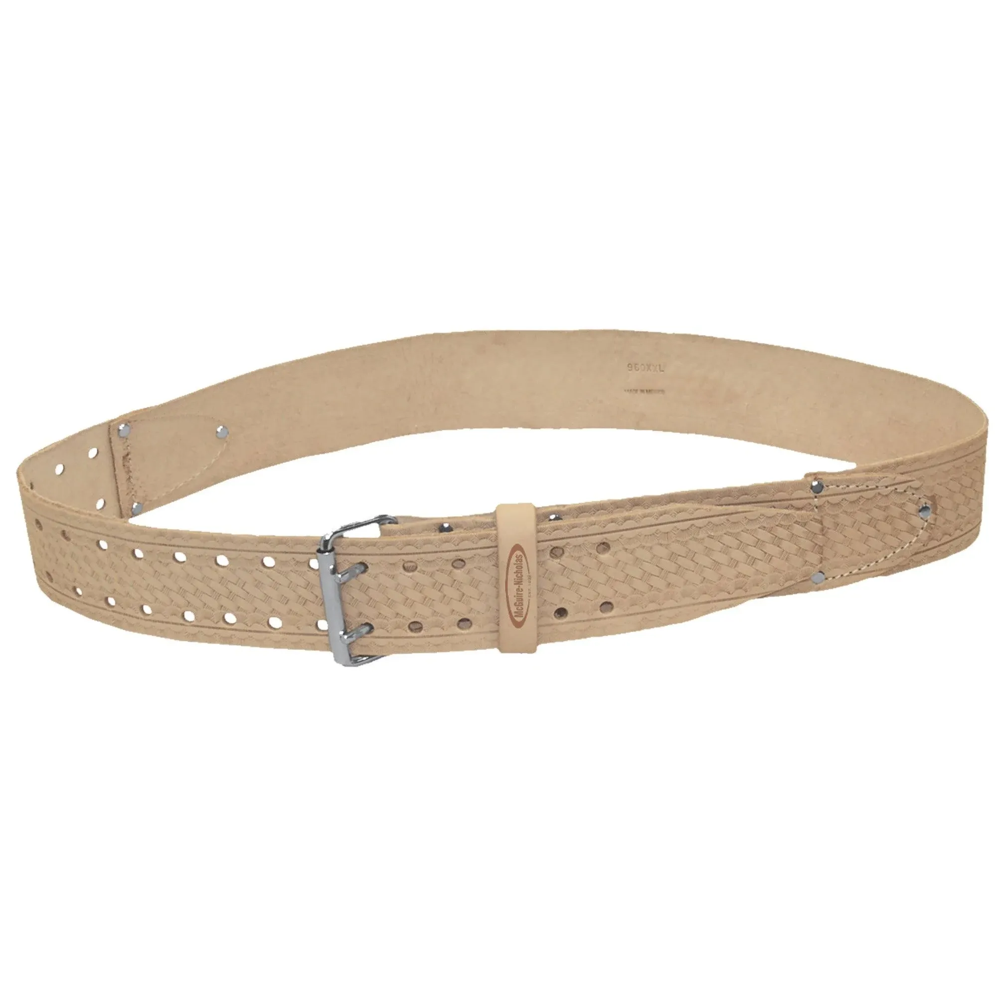 McGuire Nicholas 960 2-Inch Roller Buckle Belt in Tan Saddle Leather