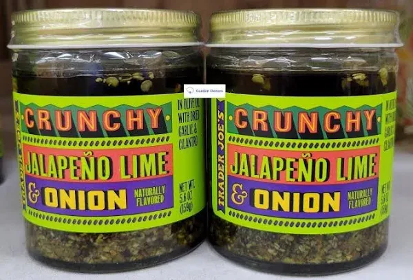 Trader Joes Crunchy Jalapeno Lime & Onion 5.6oz 159g (Two bottles)