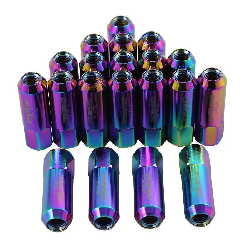 Jdmspeed Neo Chrome 60mm Aluminum Extended Tuner Lug Nuts for Wheel Rims M12x1.5 ...