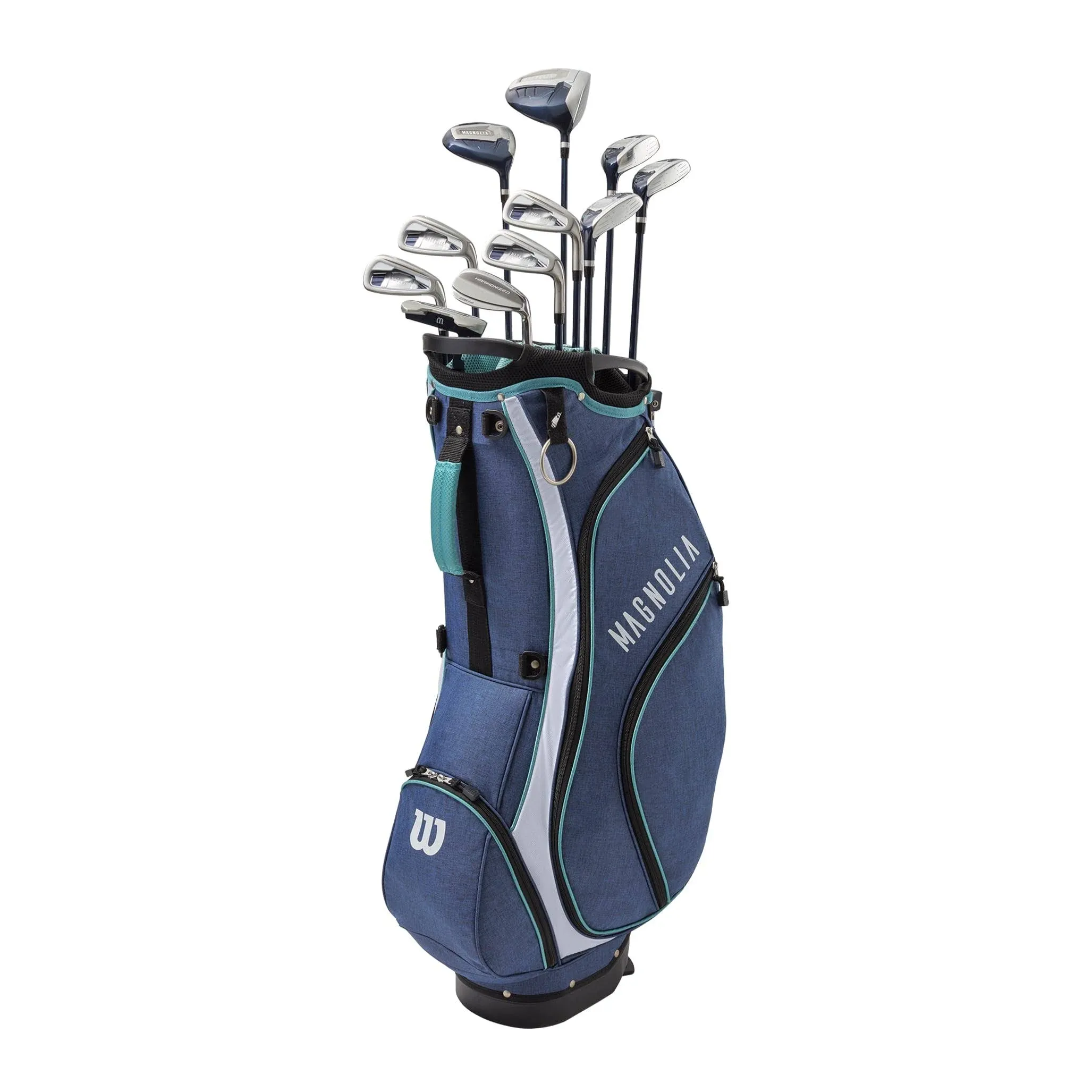 Wilson Magnolia Full Set Womens Right Handed 11 Clubs Carry Bag Navy/Aqua