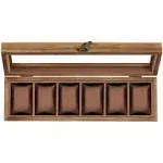 SONGMICS Watch Box, 6-Slot Watch Case, Solid Wood Watch Box Organizer with Glass Lid, Watch Display Case with Removable Pillows, Christmas Gift, Rustic Walnut UJOW006K01